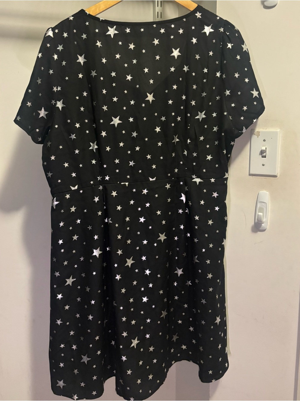 Allegra K Black Star-Print Short Sleeve Dress - Picture 3 of 5